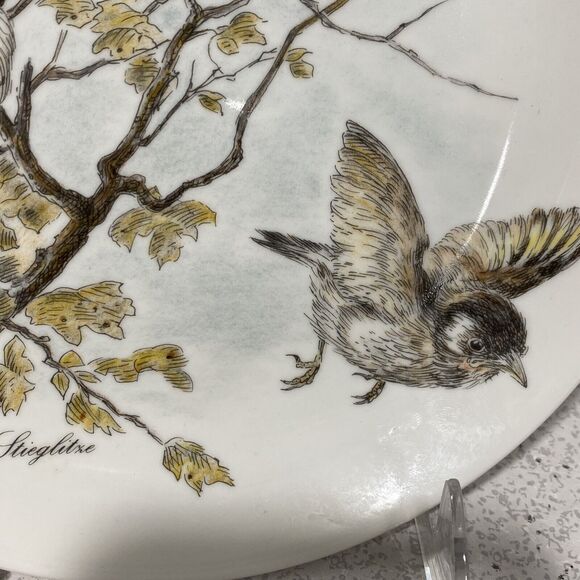 Vintage Kaiser W Germany Fine Porcelain Nature Bird Plate Stieglitre Goldfinch - Picture 3 of 7